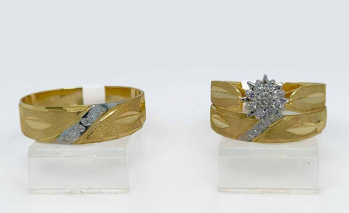 Gold His and Her Wedding Set