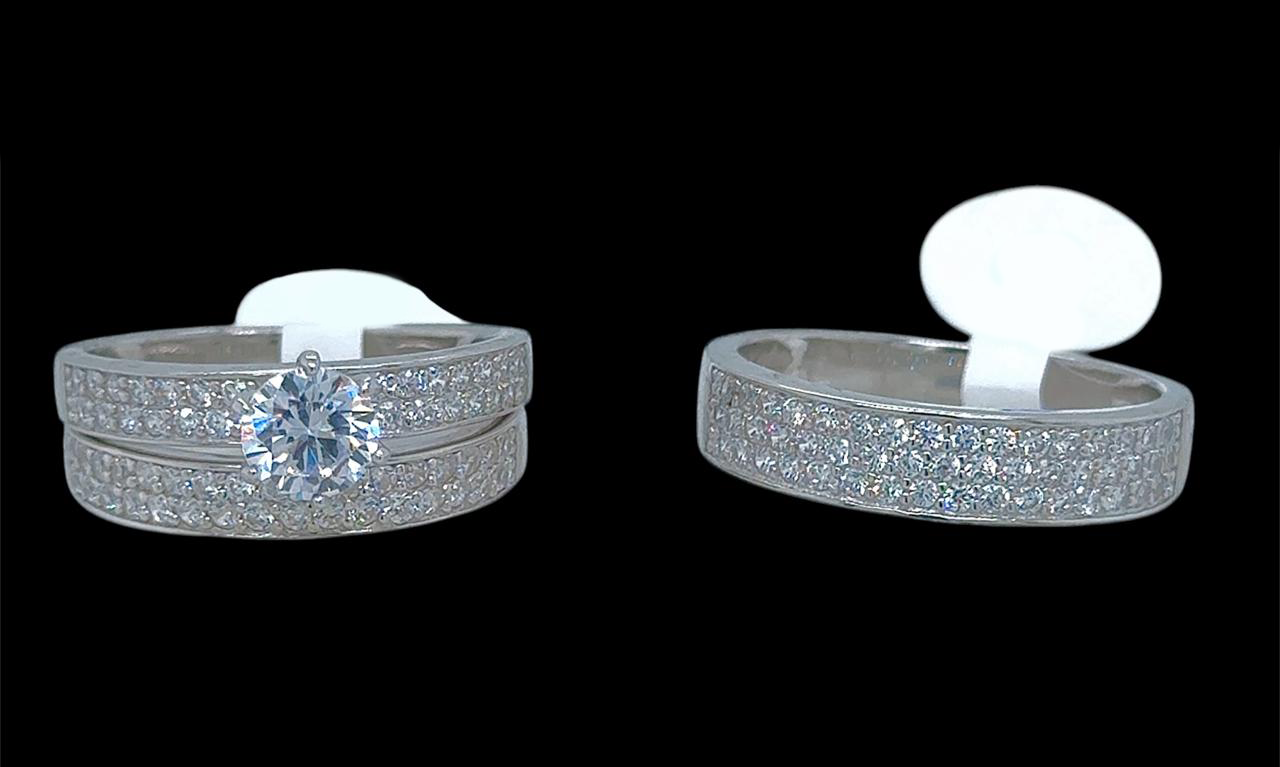 Silver His and Her Wedding Set