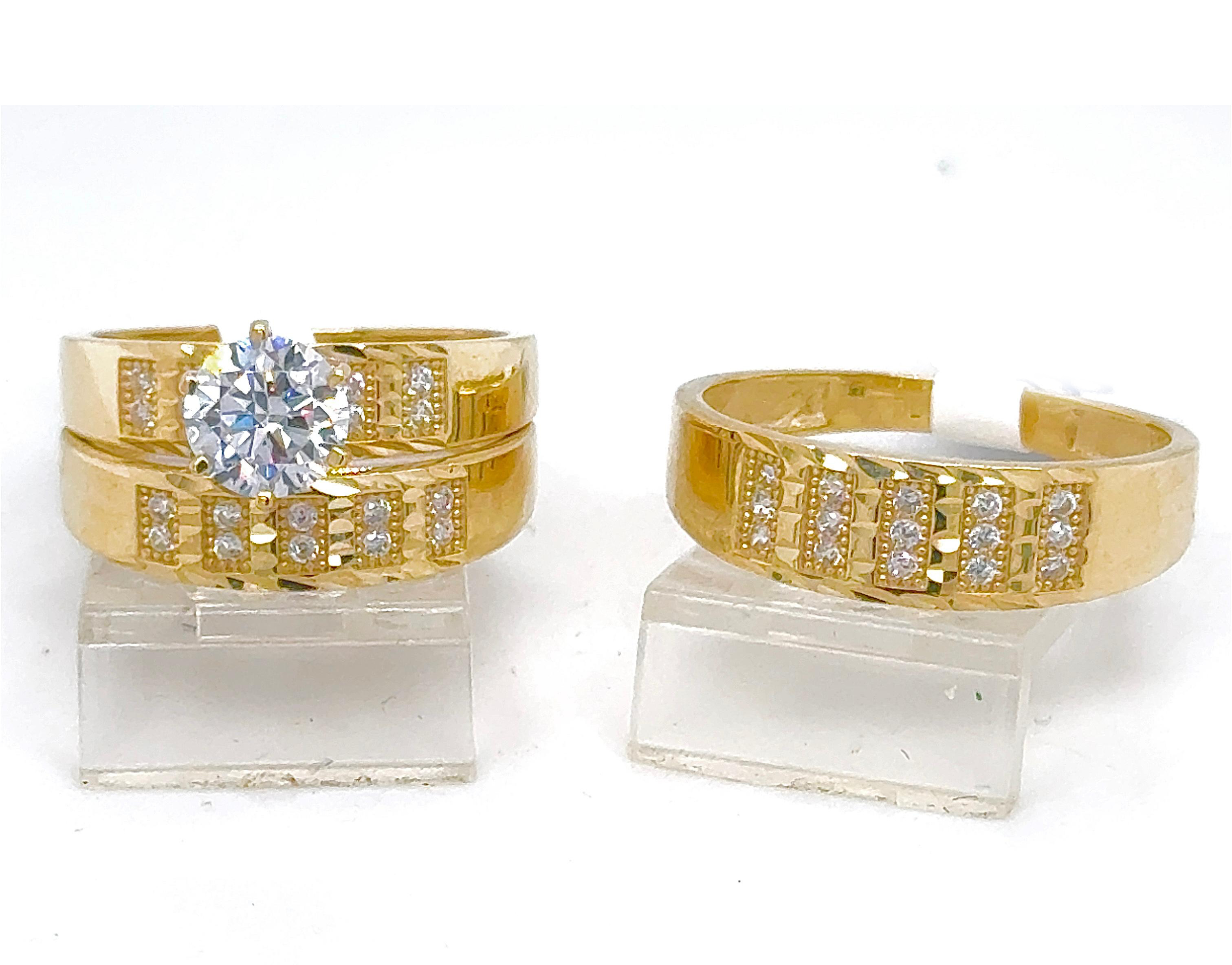 Gold His and Her Wedding Set