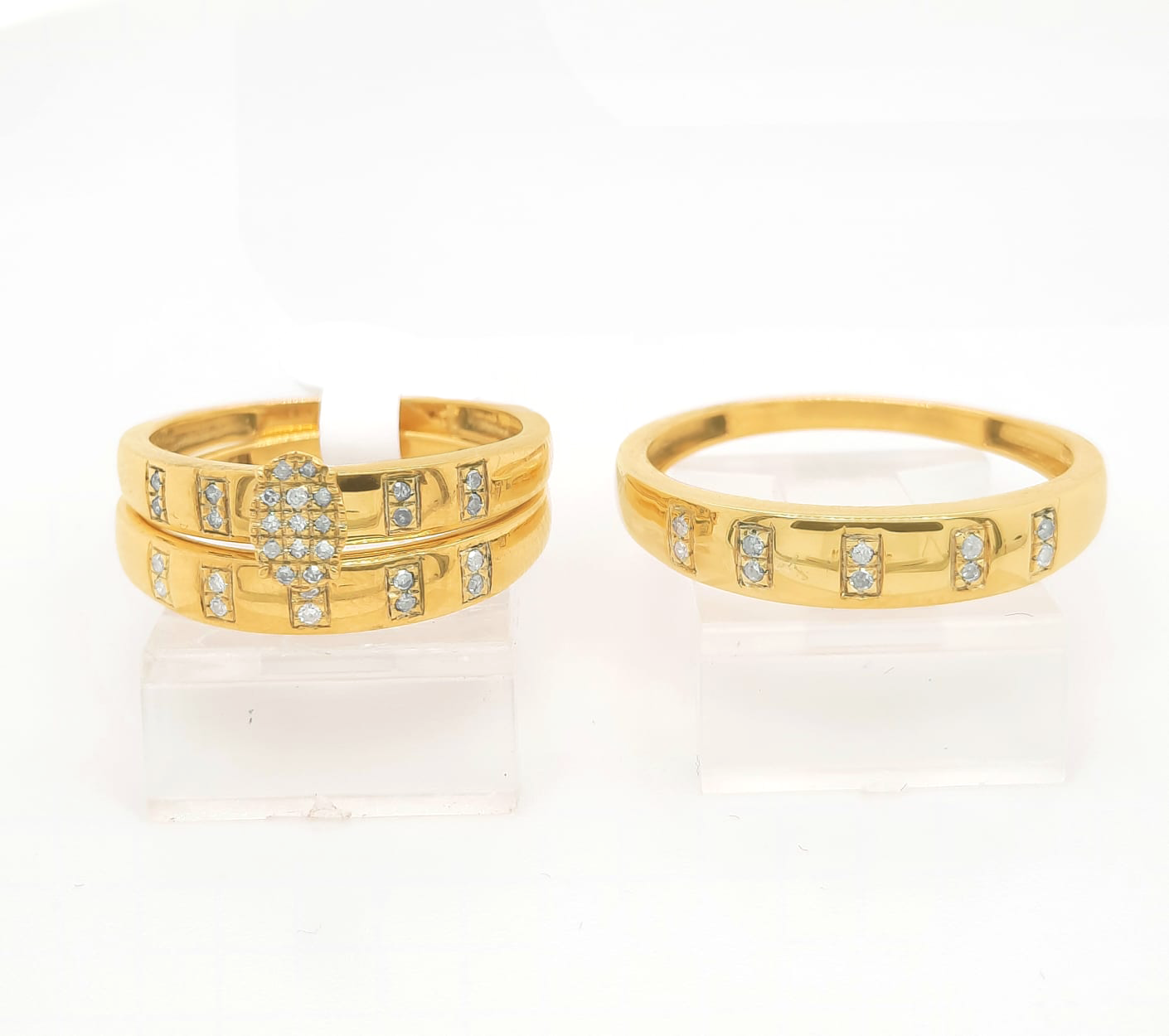 Gold His and Her Wedding Set