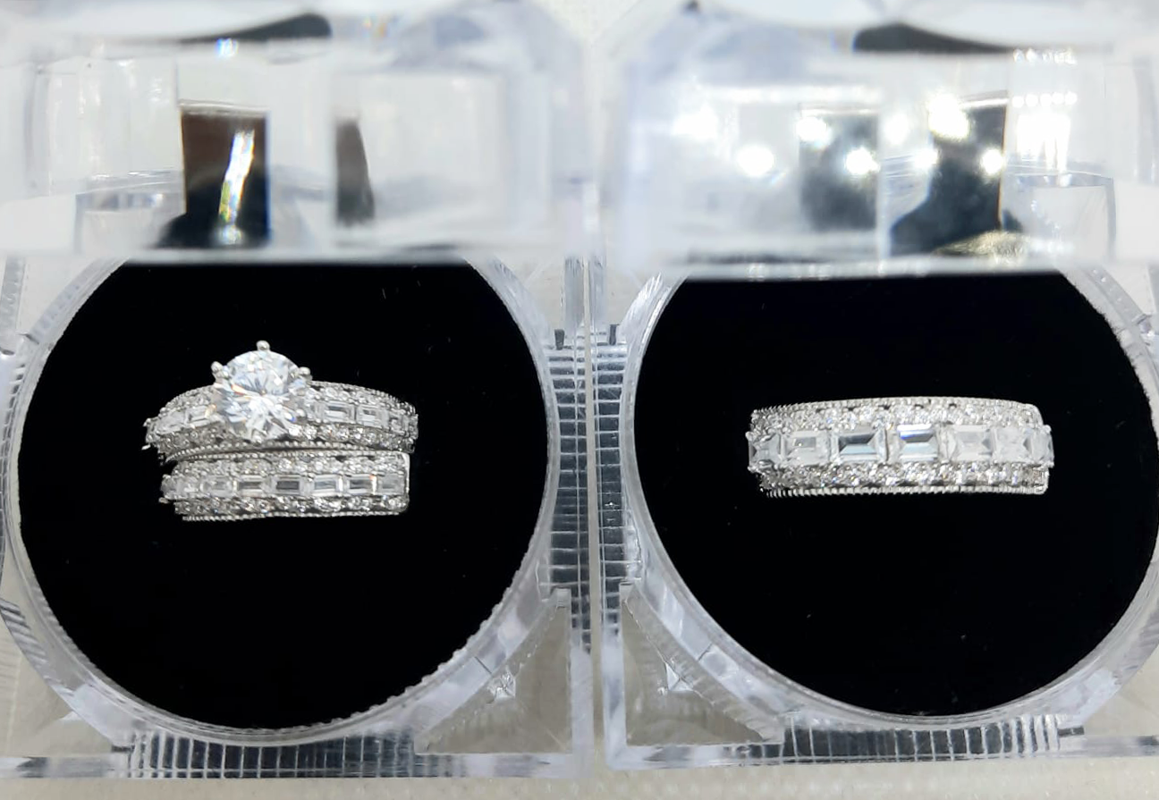 Silver His and Her Wedding Set