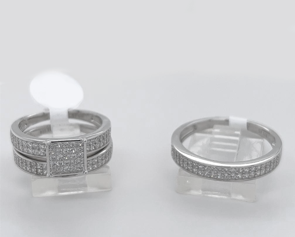 Silver His and Her Wedding Set