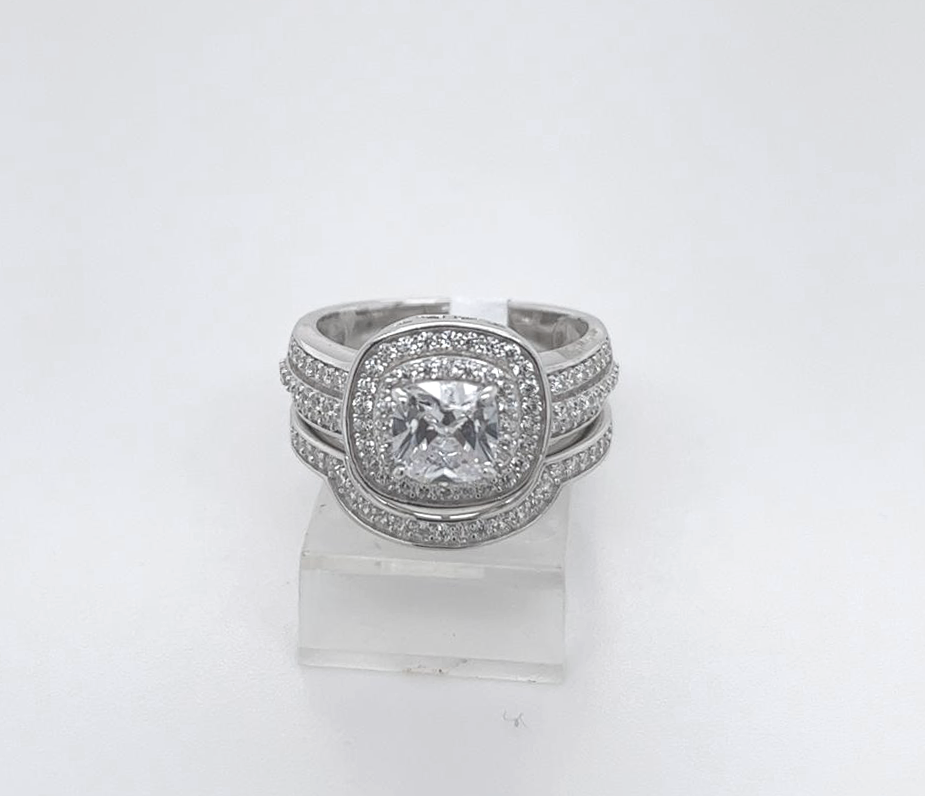 2PC Silver Wedding Ring 