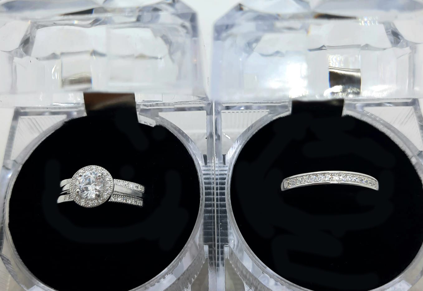 Silver His and Her Wedding Set