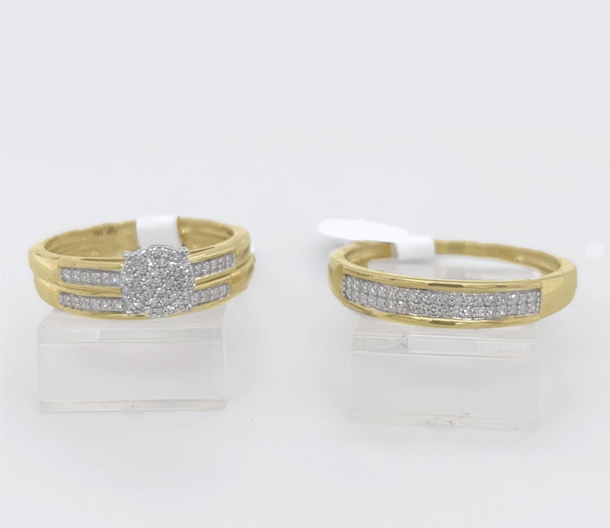 Gold His and Her Wedding Set