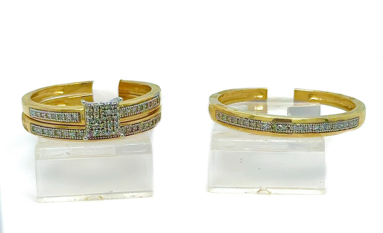 Gold His and Her Wedding Set