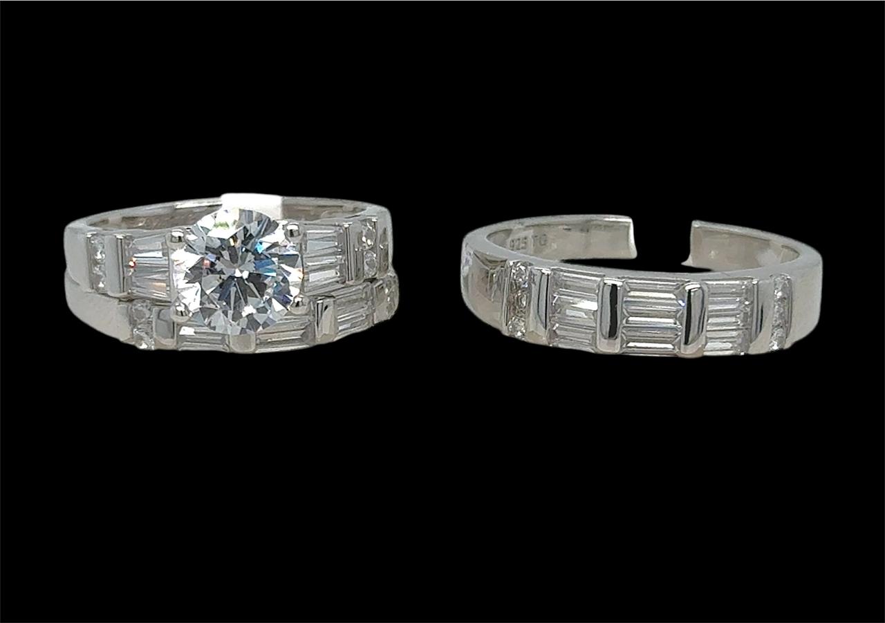 Silver His and Her Wedding Set