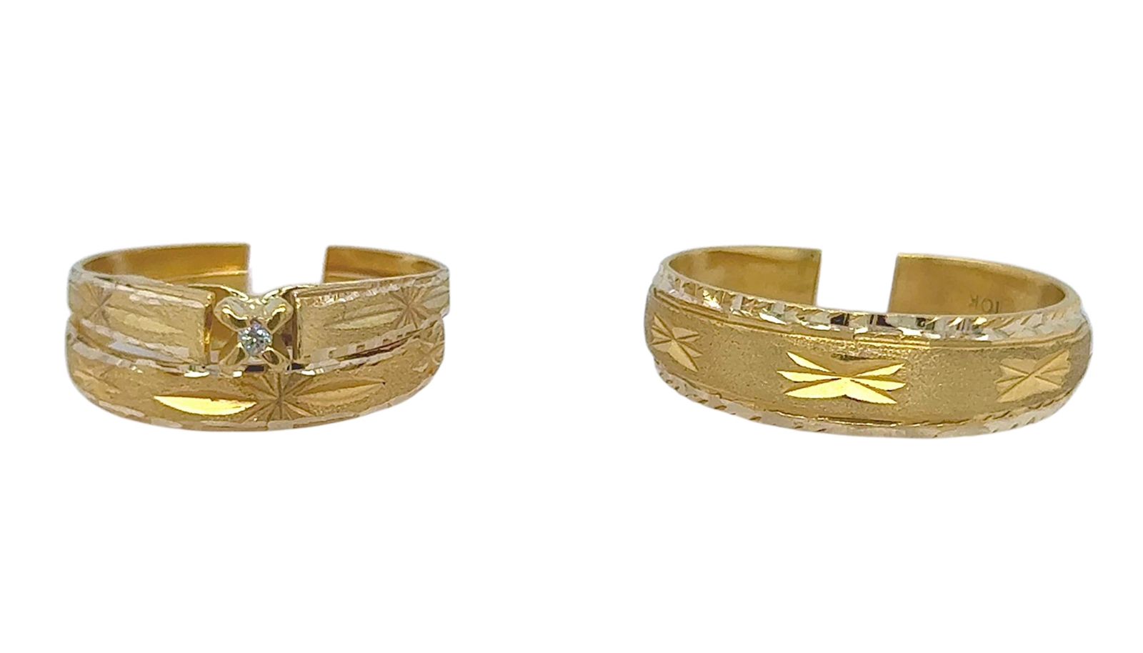 Gold His and Her Wedding Set