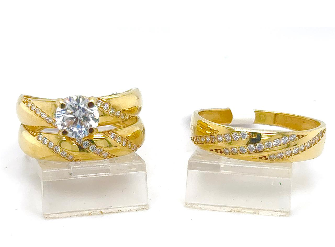 Gold His and Her Wedding Set