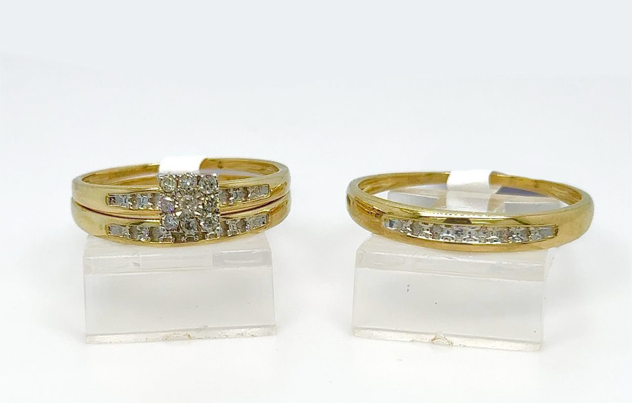 Gold His and Her Wedding Set