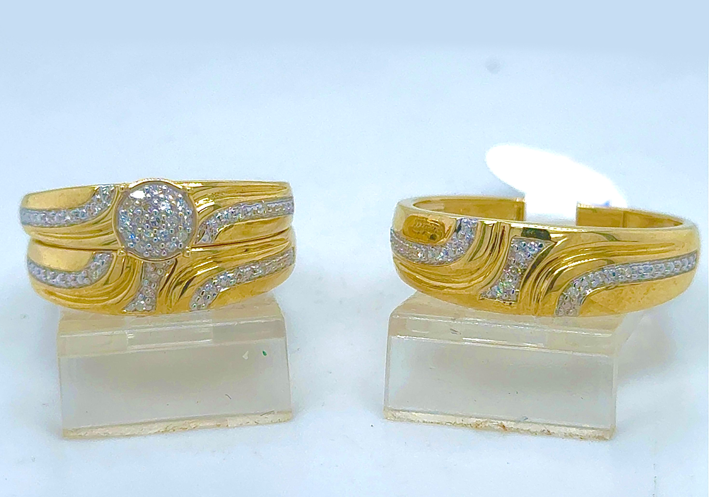 Gold His and Her Wedding Set