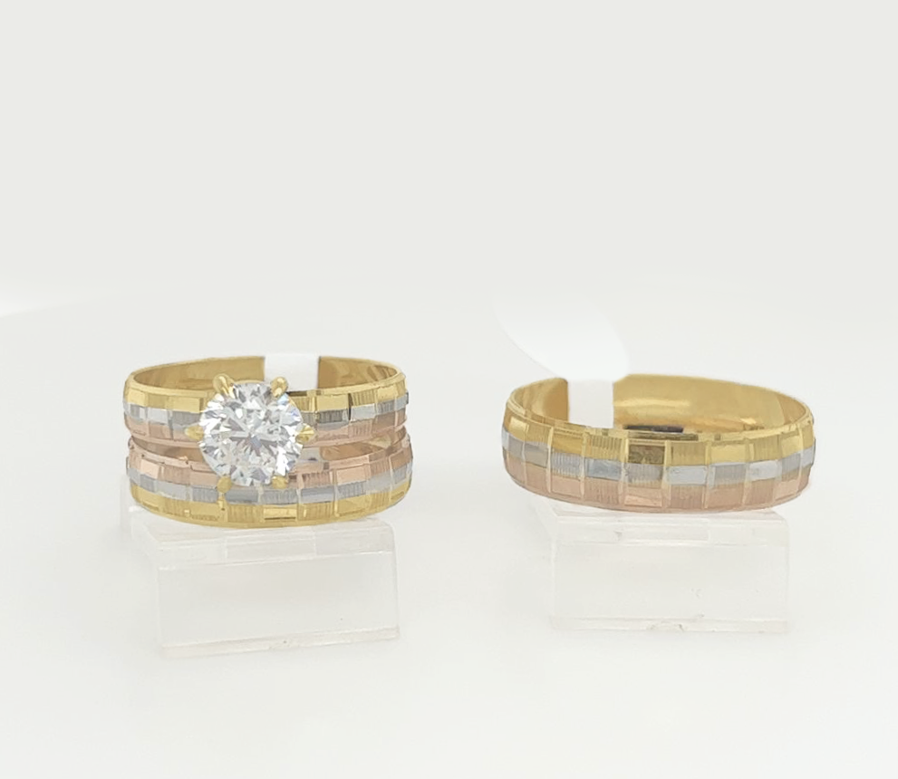 Gold His and Her Wedding Set