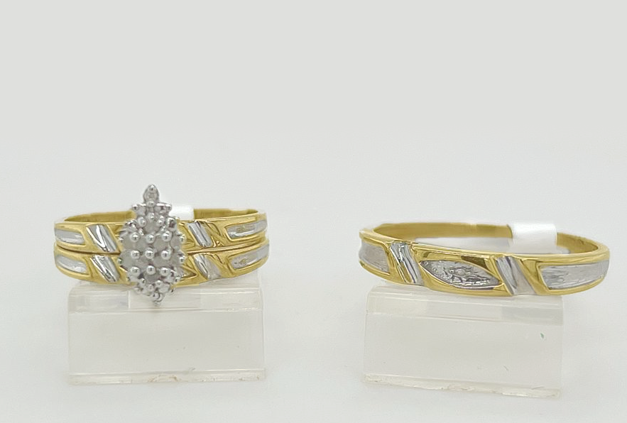 Gold His and Her Wedding Set