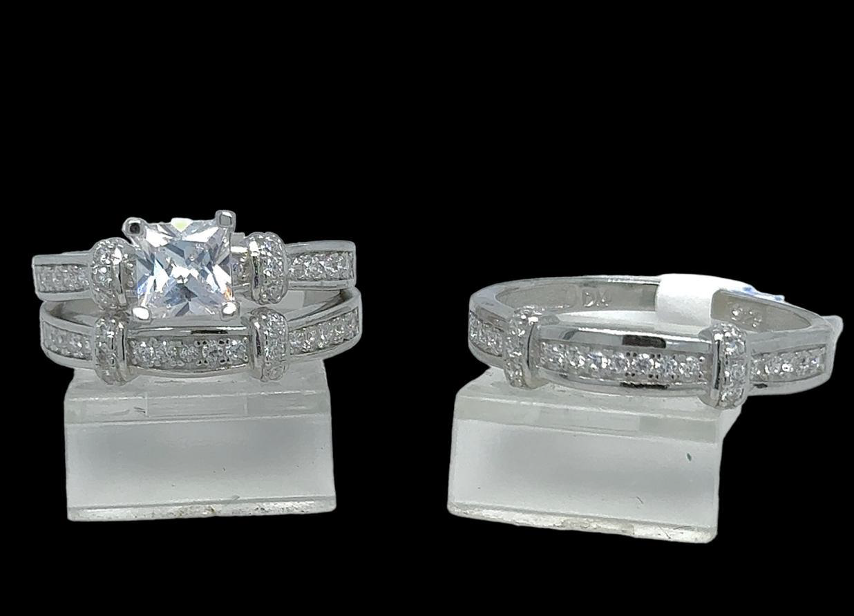 Silver His and Her Wedding Set