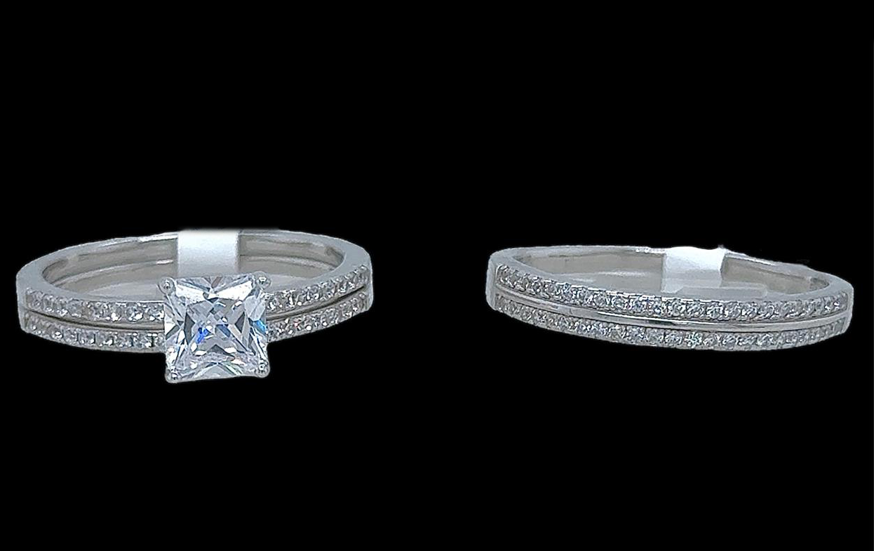 Silver His and Her Wedding Set