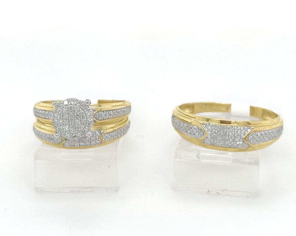 Gold His and Her Wedding Set