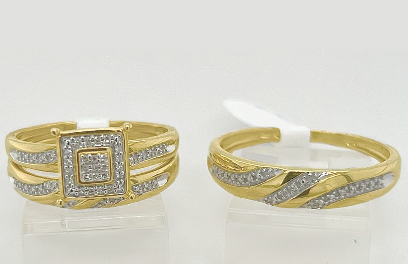 Gold His and Her Wedding Set