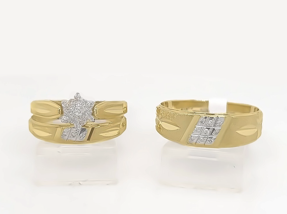 Gold His and Her Wedding Set