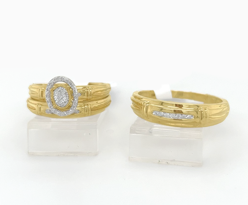 Gold His and Her Wedding Set